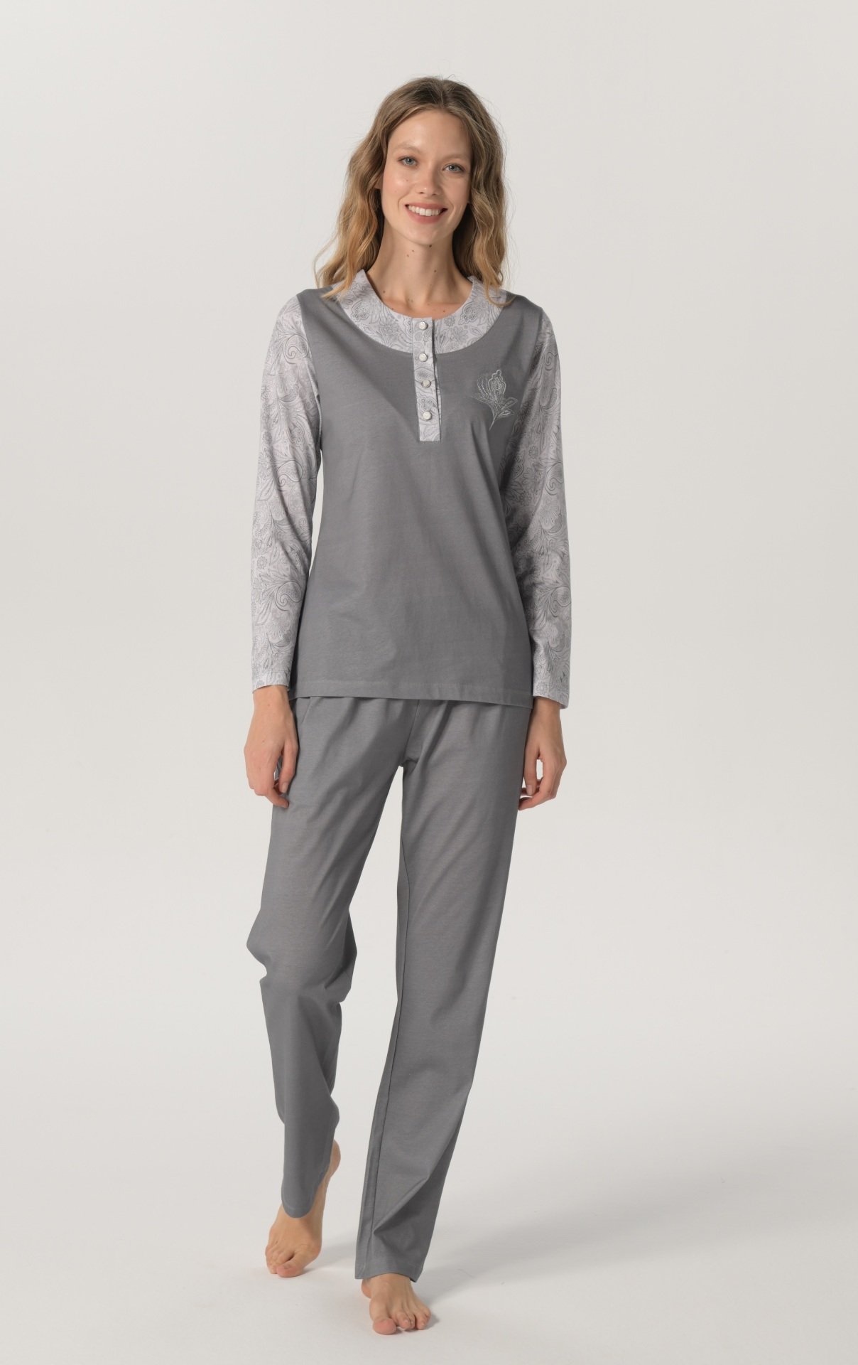 Pijadore Füme Uzun Kol Yazlık Kadın Pijama Takım