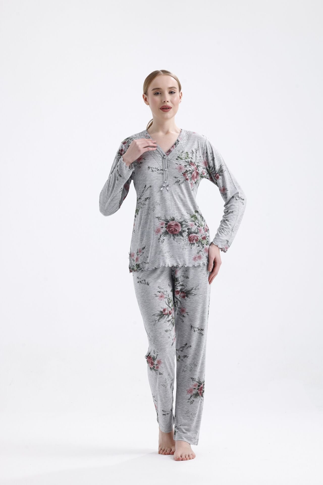 Angelina Uzun Kol Yazlık Kadın Pijama Takım