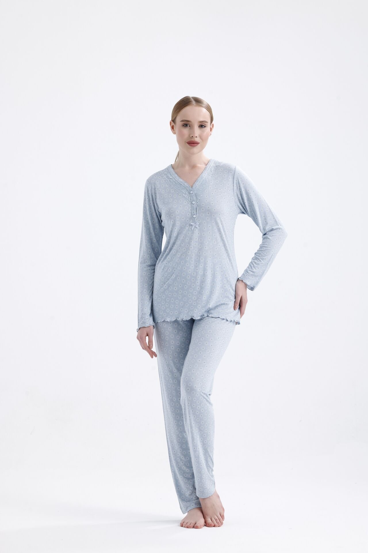 Angelina Uzun Kol Yazlık Kadın Pijama Takım