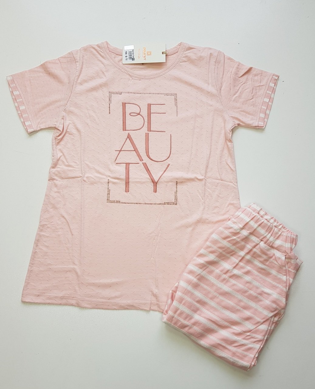 Poleren Yazlık Somon Kısa Kol Kadın Pijama Takım