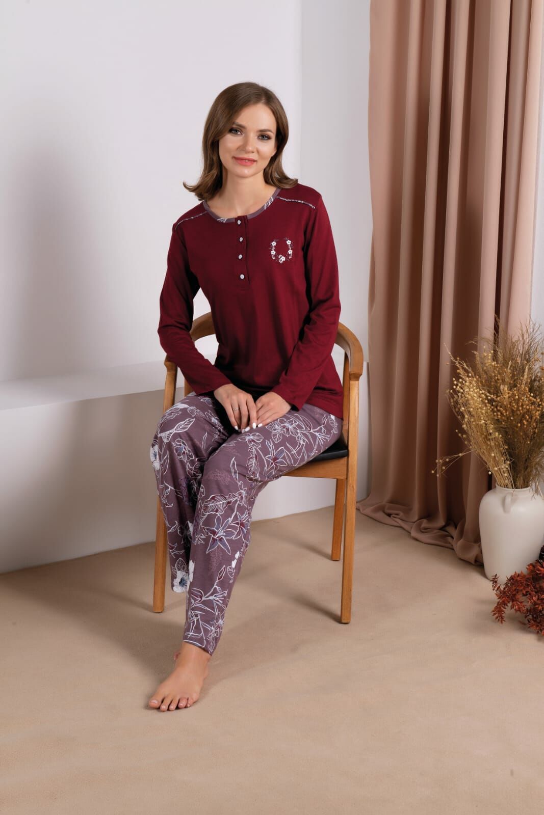Over Sleep Uzun Kol Mevsimlik Kadın Pijama Takım