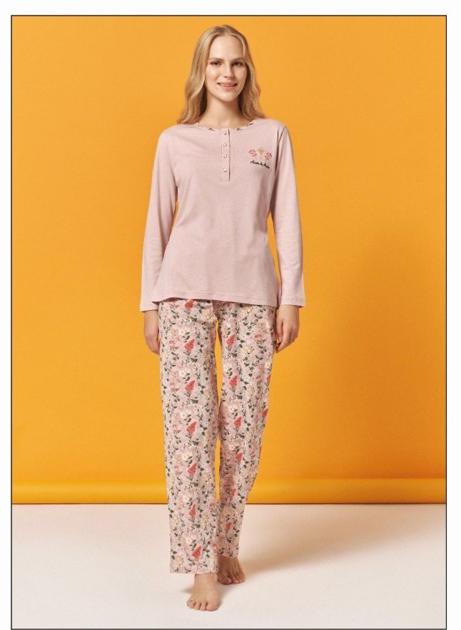 Over Sleep Uzun Kol Yazlık Kadın Pijama Takım