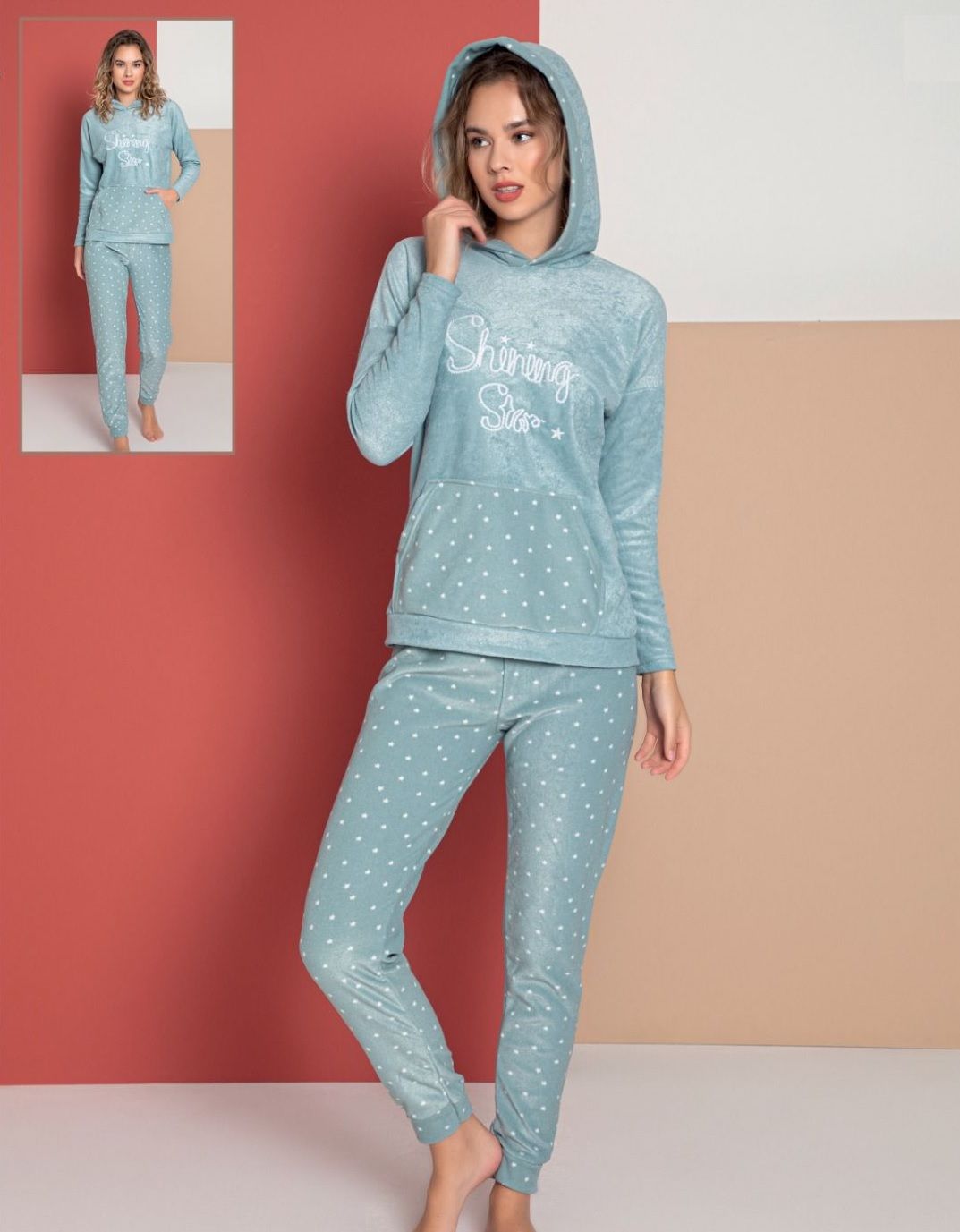 Senfoni Uzun Kol Kadın Parlak Havlu Pijama Takım
