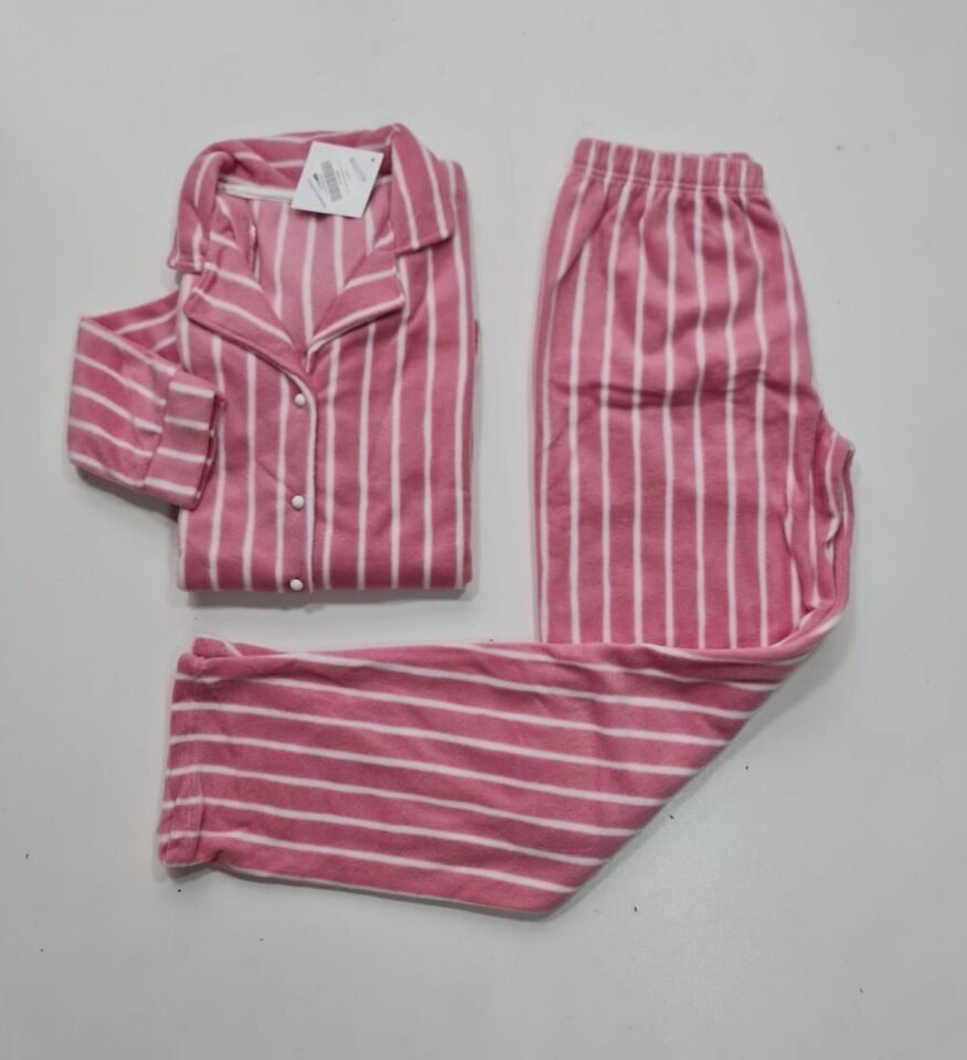 Pijamoni Kadın Önü Komple Düğmeli İnci Welsoft Pijama Takım