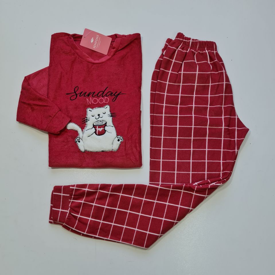 Senfoni Uzun Kol Kadın Parlak Havlu Pijama Takım