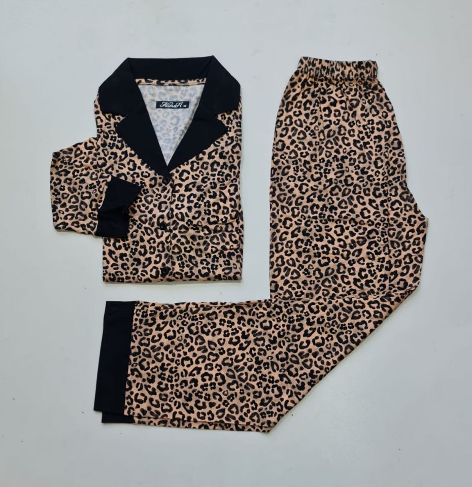 Alimer Uzun Kol Yazlık Leopar Kadın Pijama Takım