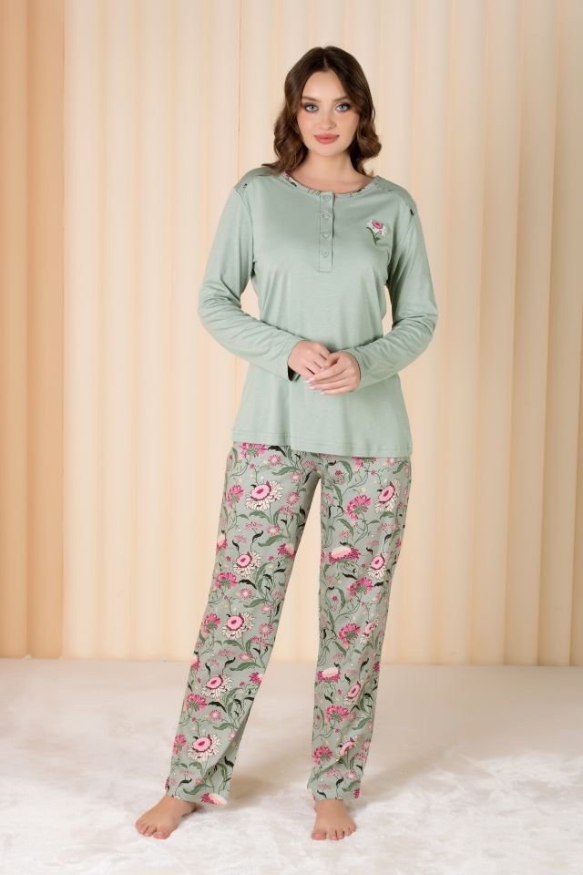 Over Sleep Uzun Kol Yazlık Kadın Pijama Takım