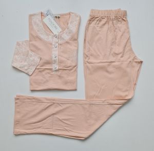 Pijadore Somon Uzun Kol Yazlık Kadın Pijama Takım