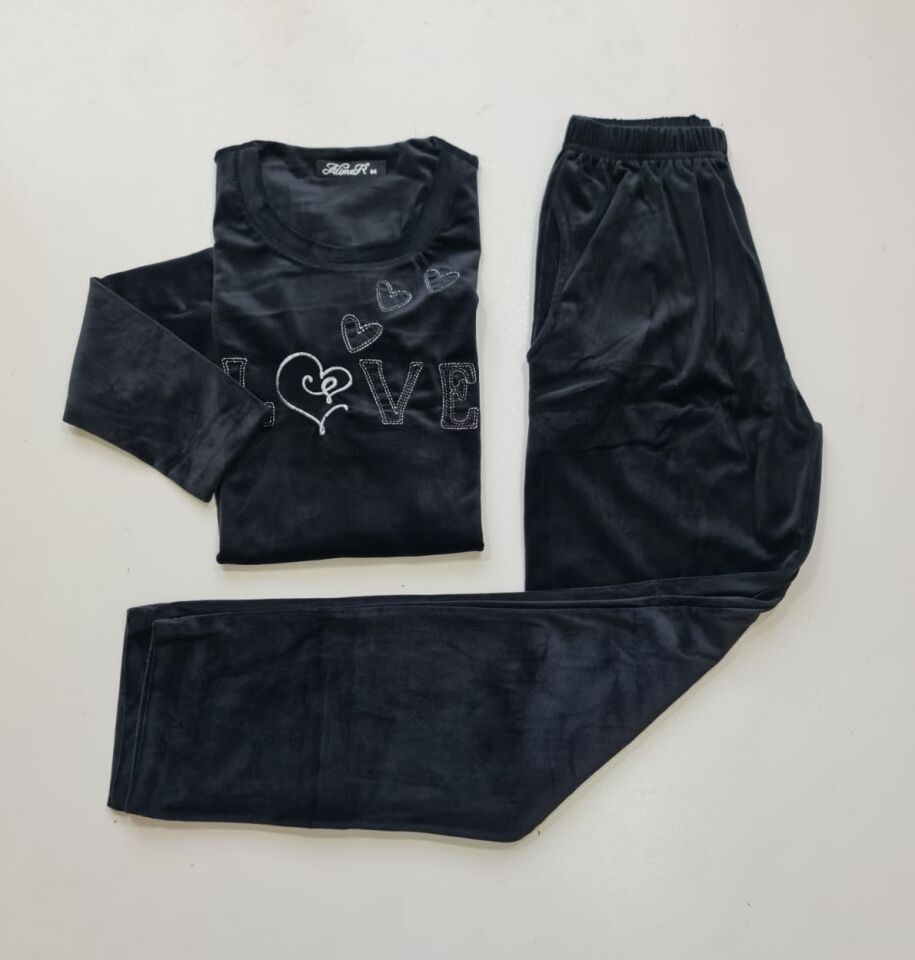 Alimer Kadın Siyah Kadife Pijama Takım