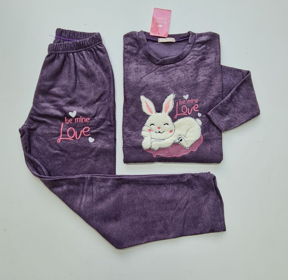 Senfoni Uzun Kol Kadın Mor Parlak Havlu Pijama Takım