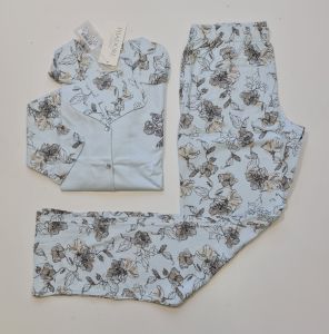 Pijadore Mavi Uzun Kol Yazlık Kadın Pijama Takım