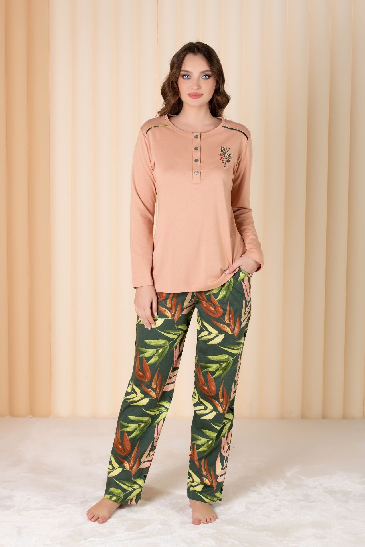 Over Sleep Uzun Kol Yazlık Kadın Pijama Takım