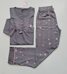 Pijamoni Uzun Kol Yazlık Kadın Pijama Takım
