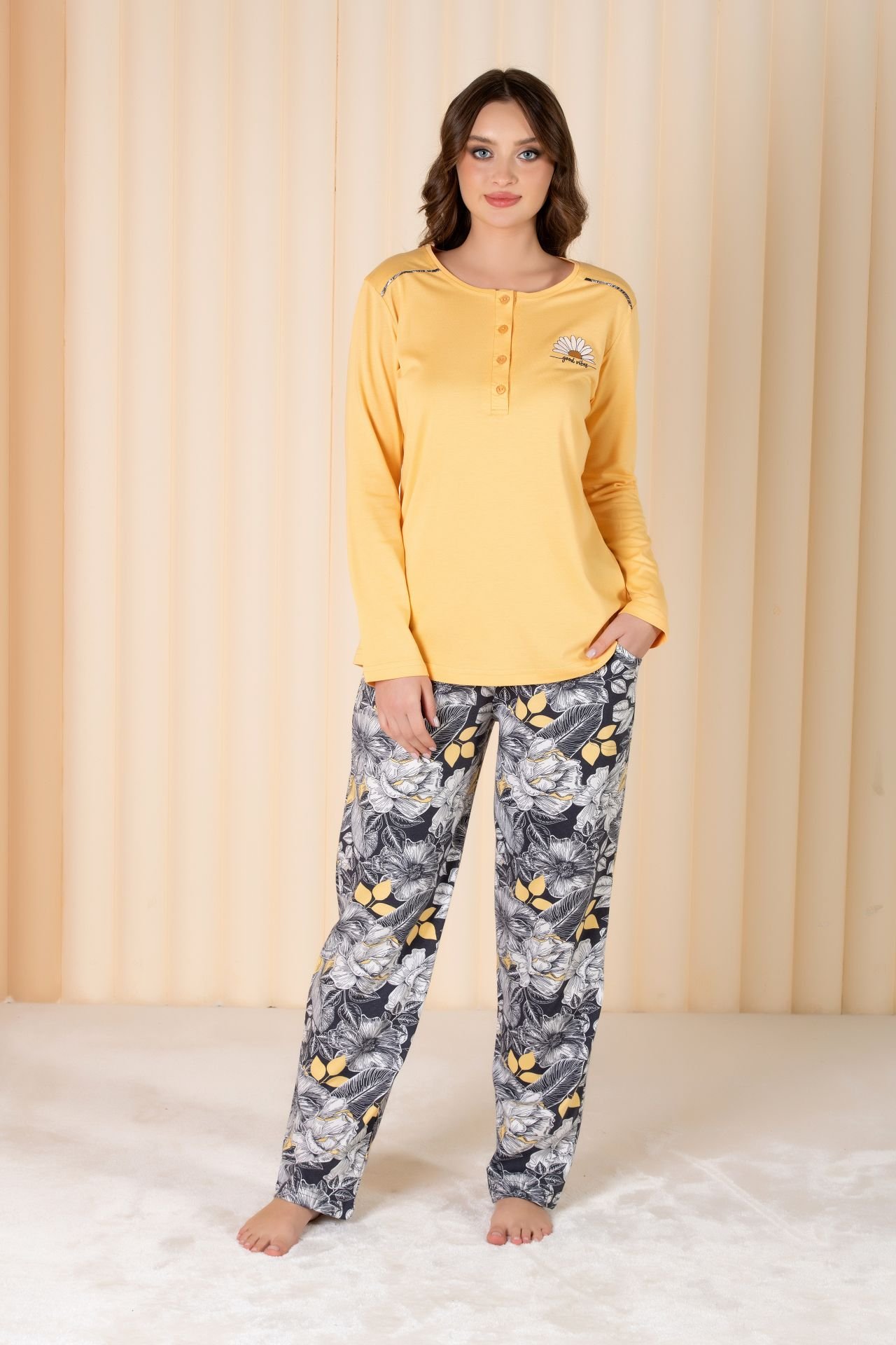 Over Sleep Uzun Kol Yazlık Kadın Pijama Takım