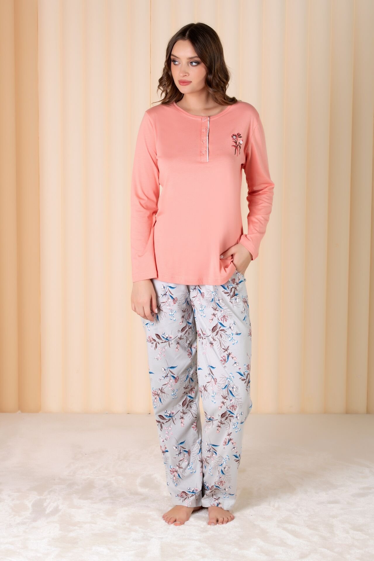 Over Sleep Uzun Kol Yazlık Kadın Pijama Takım