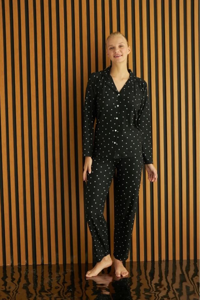 Pijamoni Uzun Kol Kışlık Süet Kadın Pijama Takım