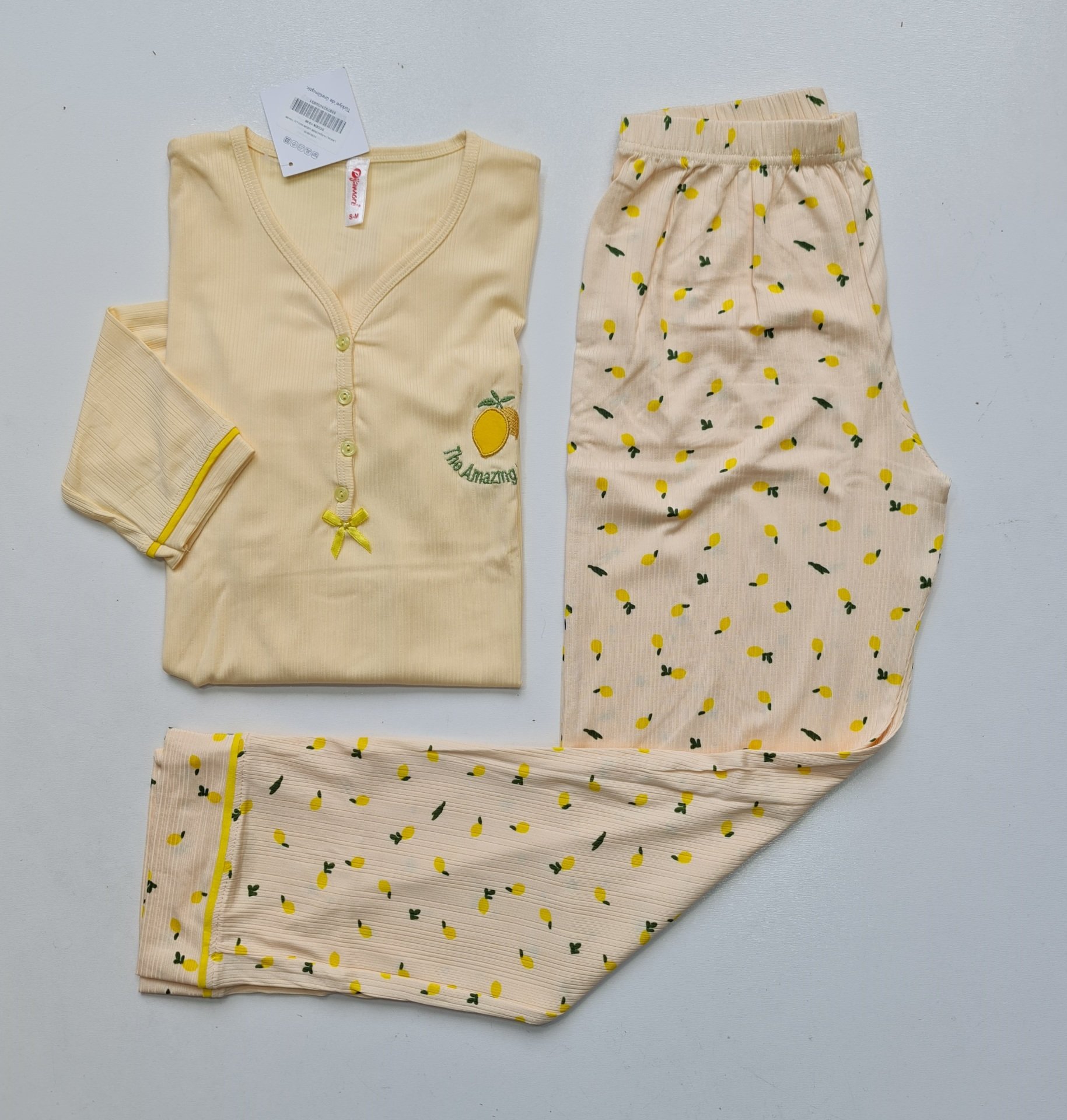 Pijamoni Uzun Kol Yazlık Kadın Pijama Takım