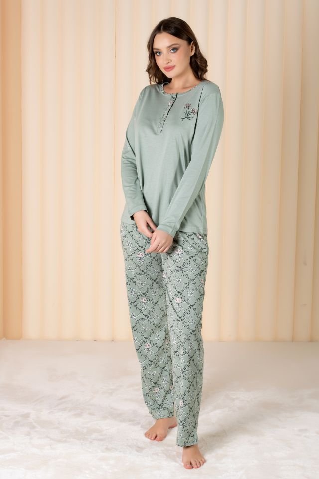 Over Sleep Uzun Kol Yazlık Kadın Pijama Takım