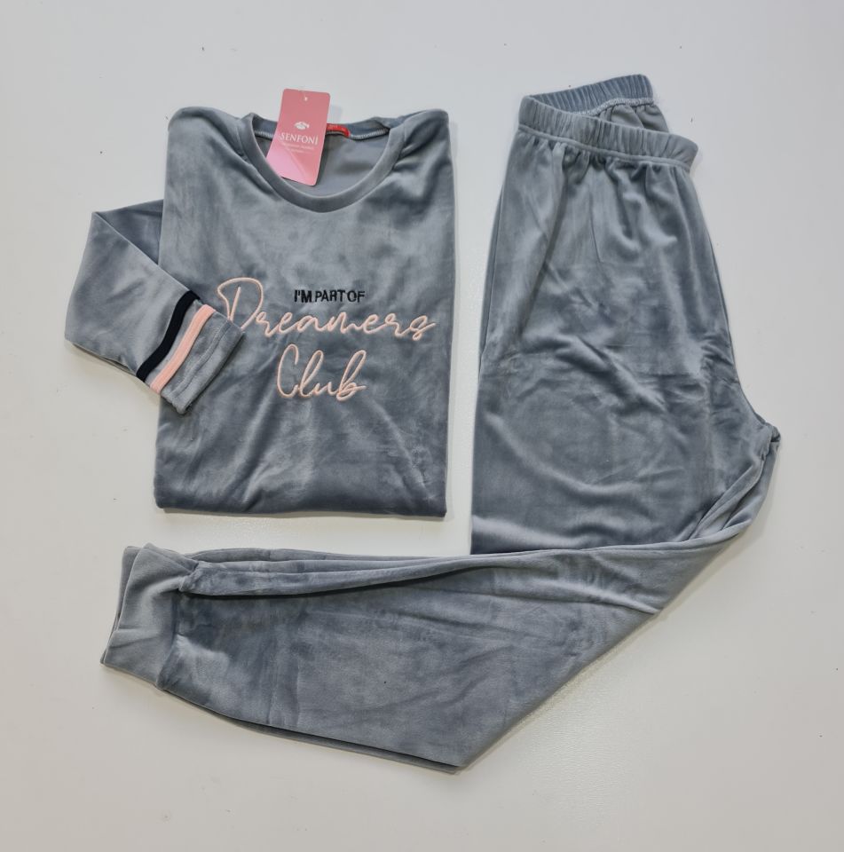 Senfoni Kadın Gri Kadife Pijama Takım