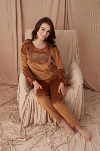 Pijamoni Kadın Kadife Pijama Takım