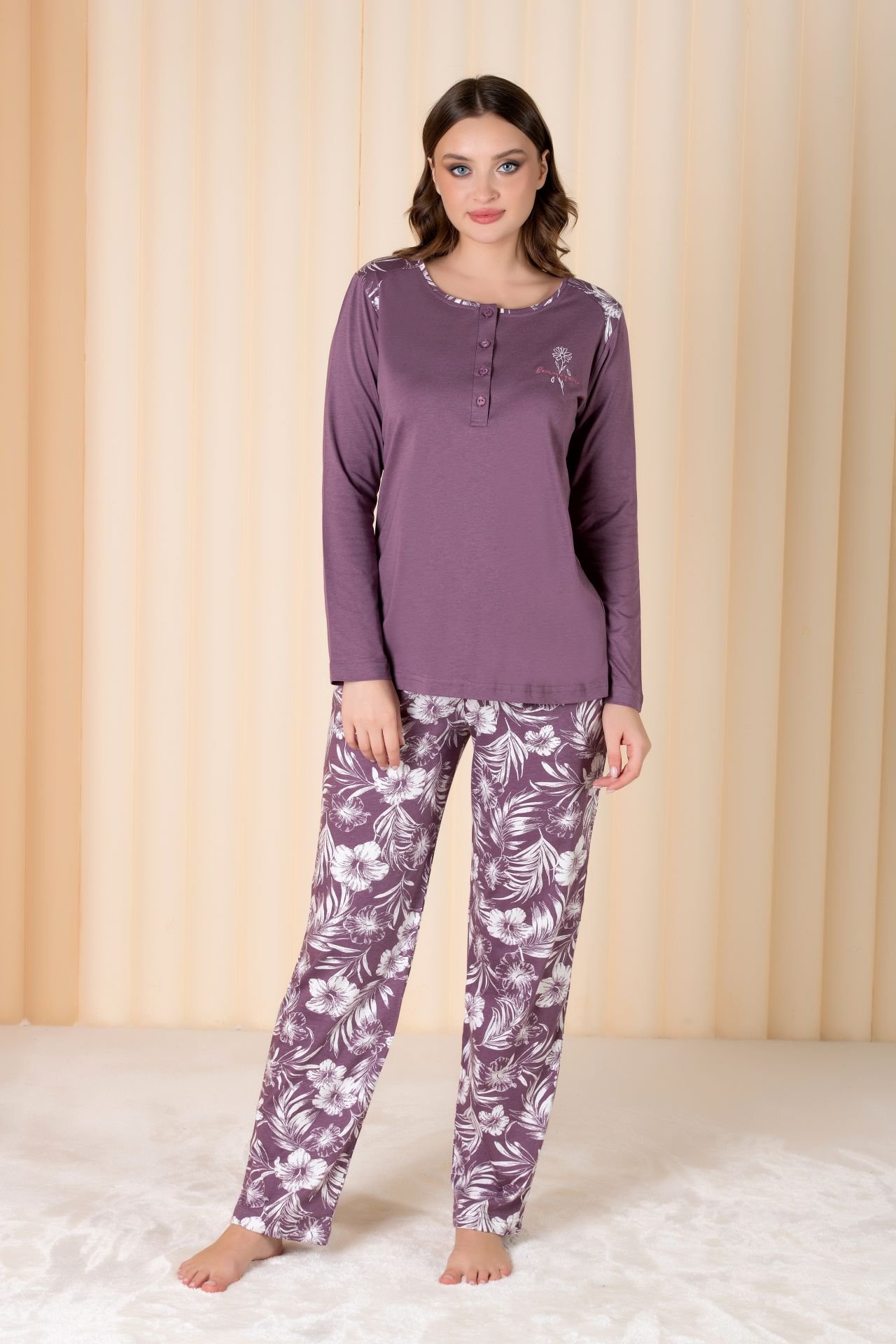 Over Sleep Uzun Kol Yazlık Kadın Pijama Takım