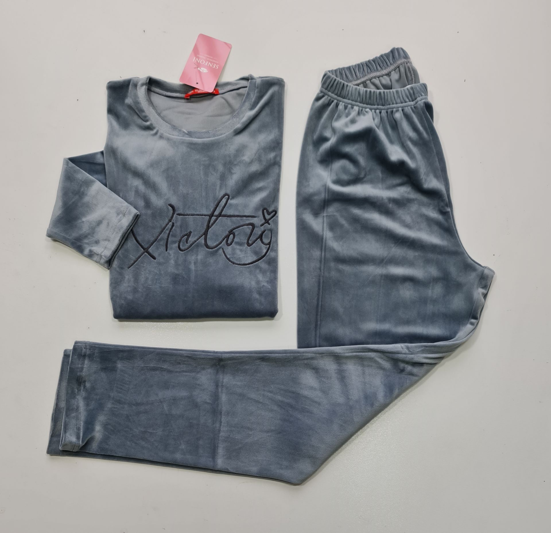 Senfoni Kadın Gri Kadife Pijama Takım