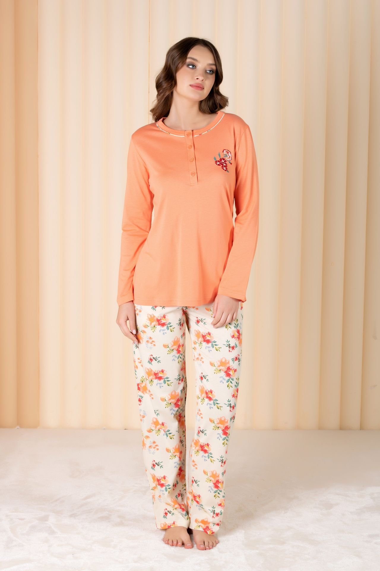 Over Sleep Uzun Kol Yazlık Kadın Pijama Takım