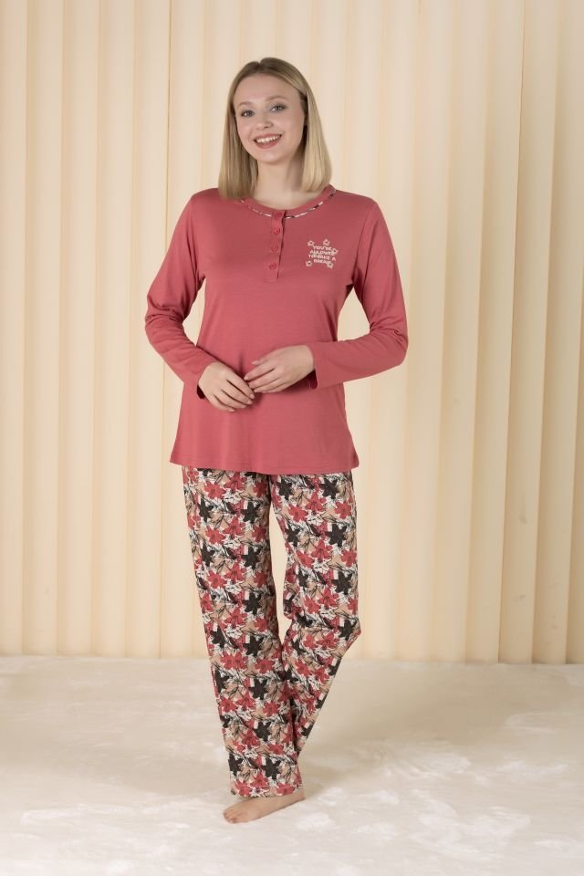 Over Sleep Uzun Kol Yazlık Kadın Pijama Takım