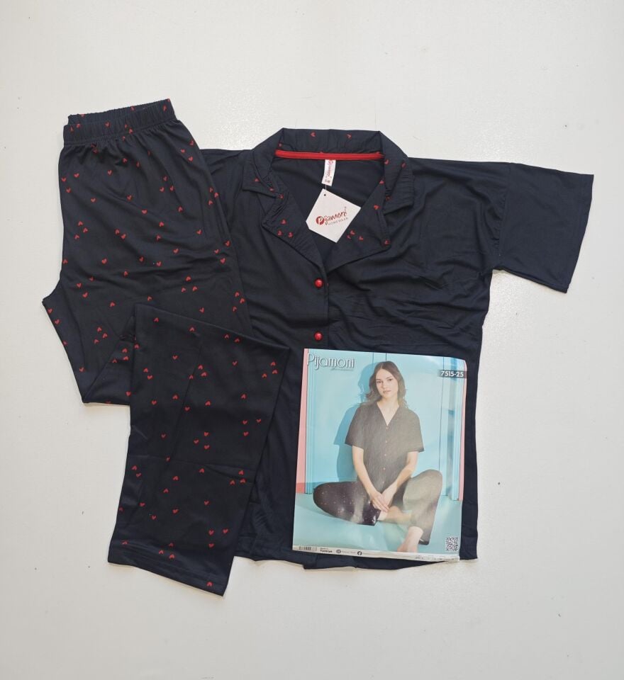 Pijamoni Kısa Kol Yazlık Kadın Pijama Takım