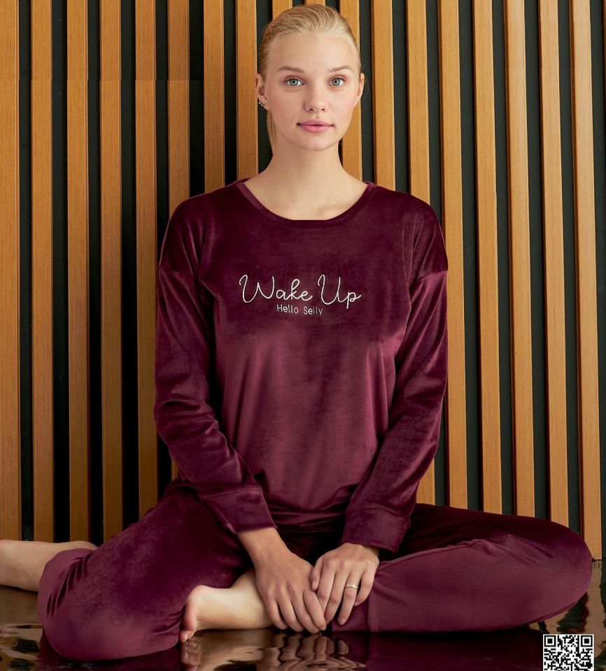 Pijamoni Kadın Kadife Pijama Takım